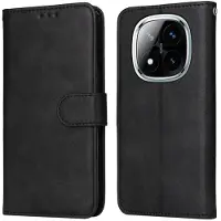 SKALO Xiaomi Redmi Note 14 Pro 5G PU-nahka Lompakkokotelo - Musta