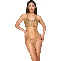 Cottelli Accessoires Kullanvärinen Ketjutoppi ja Stringit - Gold - One size