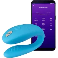 We-vibe Sync Go - Pariskuntavibraattori, laadukas, monipuolinen, tehokas, sovelluksella toimiva, silikoninen, turkoosi