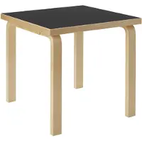 Artek Pöytä 80c koivu / musta linoleum 60 x 60 cm