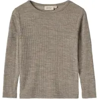 Wheat Alfie Pitkähihainen Paita Merinovilla, Khaki Melange, 110