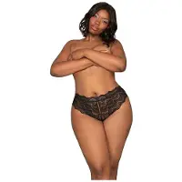 Dreamgirl Pitsiset string-alushousut, musta, 1X