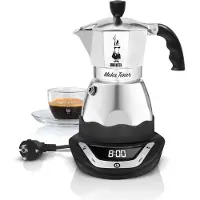 Bialetti EAsy Timer 6, Sähkömokkapannu, 0,3 L, Jauhettu kahvi, Ruostumaton teräs (04-6093)