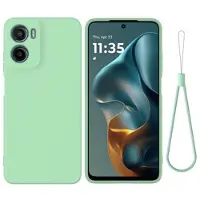 Mtp Products Motorola Moto G05/E15 Nestemäinen silikonikotelo käsihihnalla - vihreä