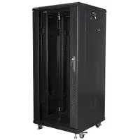 Lanberg FF01-6627-12B, Itseseisova teline, 27U, 800 kg, Näppäinlukko, Kotelon kiskot, Säädettävät jalat