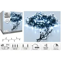 Basics ECD Germany LED-valoketju 36m, 480 LED kylmänvalkoista, ajastimella ja 8 valotilaa, virtakäyttöinen, IP44, sisä- ja ulkotiloissa, jouluvalot