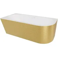 Besco Kylpyamme Zoya Glam Gold, 150 x 75 cm, vasemmanpuoleinen, valkoiset yksityiskohdat