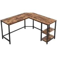 Songmics Tietokonepöytä kulmalla, 138 x 138 x 75 cm, ruskea ja musta