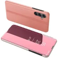 SKALO Samsung A34 5G Clear View Lompakkokotelo - Ruusukulta