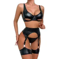 Dark Red Brand Kolmiosainen alusasusetti Leather Pleasure