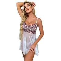 Dark Red Brand Seksikäs läpinäkyvä yöpaita Feminine Temptation
