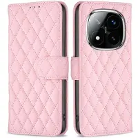SKALO Xiaomi Redmi Note 14 Pro+ 5G BINFEN COLOR Tikattu kuori Lompakkokotelo - Pinkki