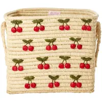 Rice raffiakori kahvalla 30x30 cm Kirsikka