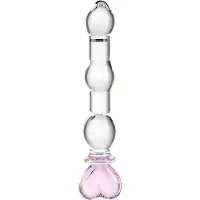 Baseks Heart Beaded Glass Dildo - Nude - ONE SIZE