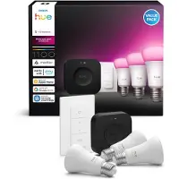 Philips Hue White and color ambiance Aloituspakkaus: 3 kpl E27-älylamppuja, Dimmer switch ja Bridge Pro