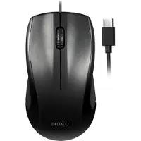 Deltaco – Wired optical USB-C mouse, 3 buttons w/ a scroll, 1200 DPI, black (MS-711-C)