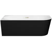Besco Kylpyamme Zoya Black&White Matt, 150 x 75 cm, vasemmanpuoleinen, kullanväriset yksityiskohdat