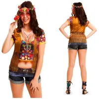 MOM Hippie T-shirt Woman Custom Ruskea S