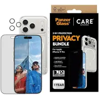 PanzerGlass CARE 3-in-1 Flagship Privacy Bundle iPhone 17 Pro, läpinäkyvä
