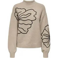 JDY Jdyjella L/S Flower Pullover Knt Noos - Grey - XXL