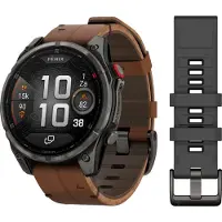 Garmin Fenix 8 Pro 47mm Amoled LTE Sapphire Carbon Gray Titanium with Chestnut Leather band 010-03198-40