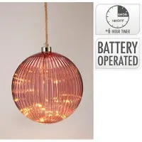H&S 20cm roikkuva lasipallo led valoilla