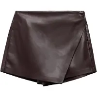 Mango Faux-Leather Culottes - Brown - 36