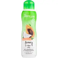 Tropiclean - Papaija & kookos Luxury 2-in-1 shampoo ja hoitoaine lemmikeille 355 ml - Koirat - Turkinhoito