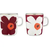 Marimekko Juhla Unikko Mug 2,5 Dl 2 Pcs - Burgundy - 25 CL