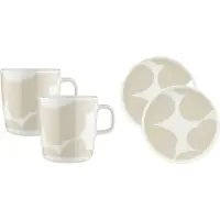 Marimekko Iso Unikko aamiaissetti 4 osaa, valkoinen/beige