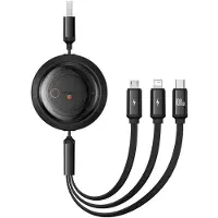 Baseus Free2Draw USB - M+L+C 3-in-1 -kaapeli 100W, 1.1 m (musta)