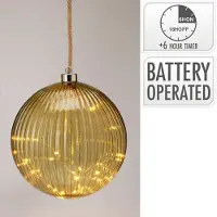 H&S 20cm roikkuva lasipallo led valoilla