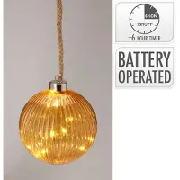 H&S 12cm roikkuva lasipallo led valoilla