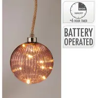 H&S 12cm roikkuva lasipallo led valoilla