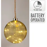 H&S 14cm roikkuva lasipallo led valoilla