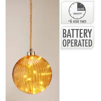 H&S 14cm roikkuva lasipallo led valoilla