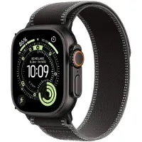 Apple Watch Ultra 3 (GPS + Cellular) 49 mm musta titaanikuori ja musta Trail-ranneke, S/M