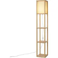 QAZQA Moderni lattiavalaisin puu beige-varjostimella - Stojan
