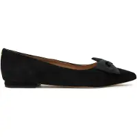 Ralph Lauren Londyn Bow-Trim Suede Ballet Flat - Black - 40