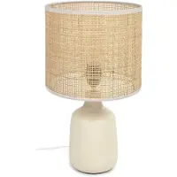 Kave Home Erna-pöytävalaisin valkoinen/bambu