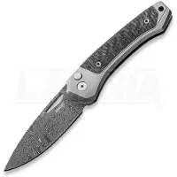 Lionsteel Twain Chad Nichols Scrambled Damascus TW-D-GY Grey Titanium, Carbon Fiber, pocket knife, Gianni Pauletta design