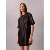Calvin Klein Faux Leather T-Shirt Mini Dress - Black - XS