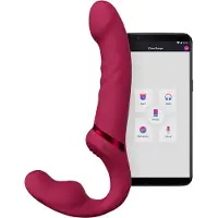 Lovense Lapis Kaksipäinen Värisevä Valjaaton Strap-on Dildo - Pink