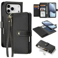 DUX iPhone 17 Pro Lawa Lompakko Nahkakotelo magneettikannella - Musta