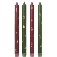 Royal Copenhagen - Star Fluted Christmas kynttilä 28 cm 4 kpl punainen/vihreä
