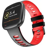 CaseOnline Twin Sport Rannekoru Armband Fitbit Versa 3 - Musta/punainen