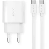 EPICO PD 20W USB-C -laturi kaapelilla, Valkoinen 1.2m