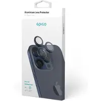 EPICO Aluminium Lens, iPhone 15 Pro / 15 Pro Max -kameran linssinsuoja, Blue Titanium