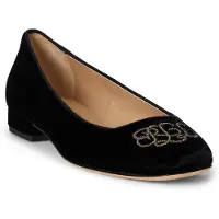 Ralph Lauren Emellie Logo Velvet Ballet Flat - Black - 38