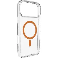 Puro Lite Mag TPU+PC Case Compatible with MagSafe for iPhone 17 Pro - Transparent with Orange Ring